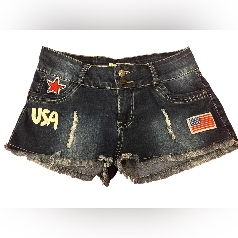 True Gypsy Black Jean Shorts with Distressed Details